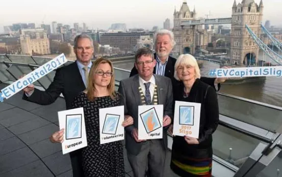 Representatives from the Sligo 2017 candidature celebrating the nomination / Photo: @VolunteerSligo, Twitter 