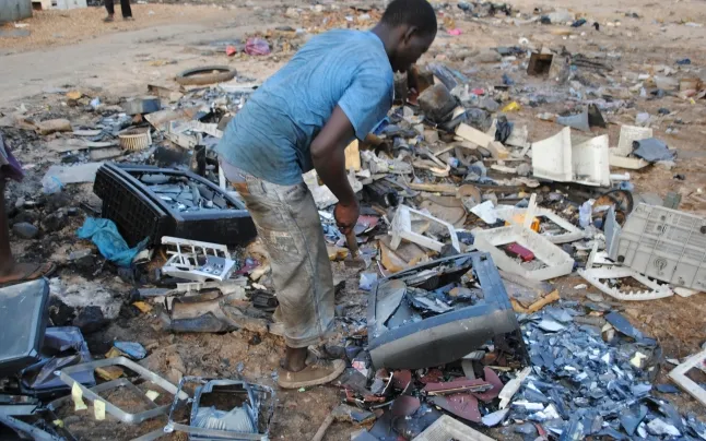 Every month Ghana receives between six hundred and eight hundred e-waste containers.