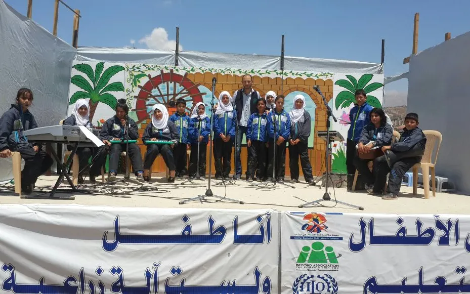 BEYOND's music club. Song lyrics are mainly written by children and talk about their hope of going back to Syria / Photograph: BEYOND Association 