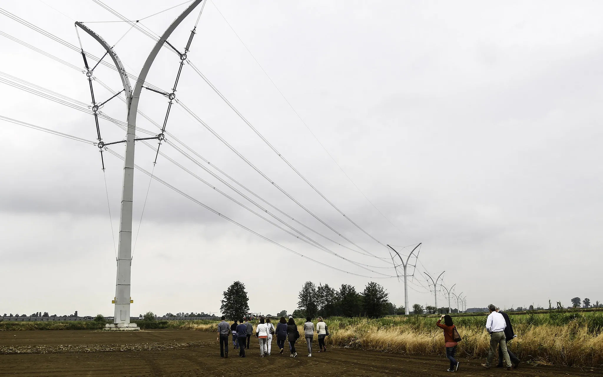 The Germoglio pylon - site visit at the 'Grid aesthetics and landscape planning'-workshop / Photograph: RGI