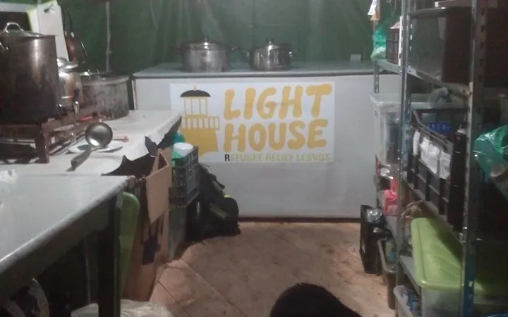 The kitchen at the Light House, the space where Olga stayed at Lesvos / Photograph: Olga Margalef