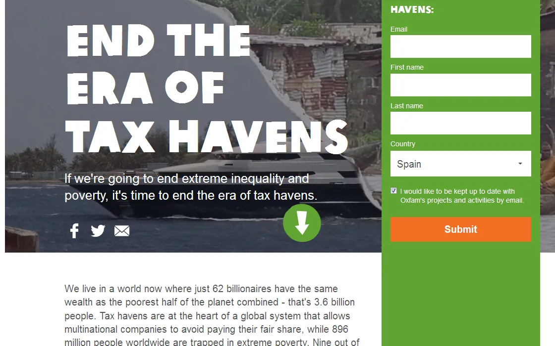 Petition to "end the era of tax havens" / Image: www.evenitup.org