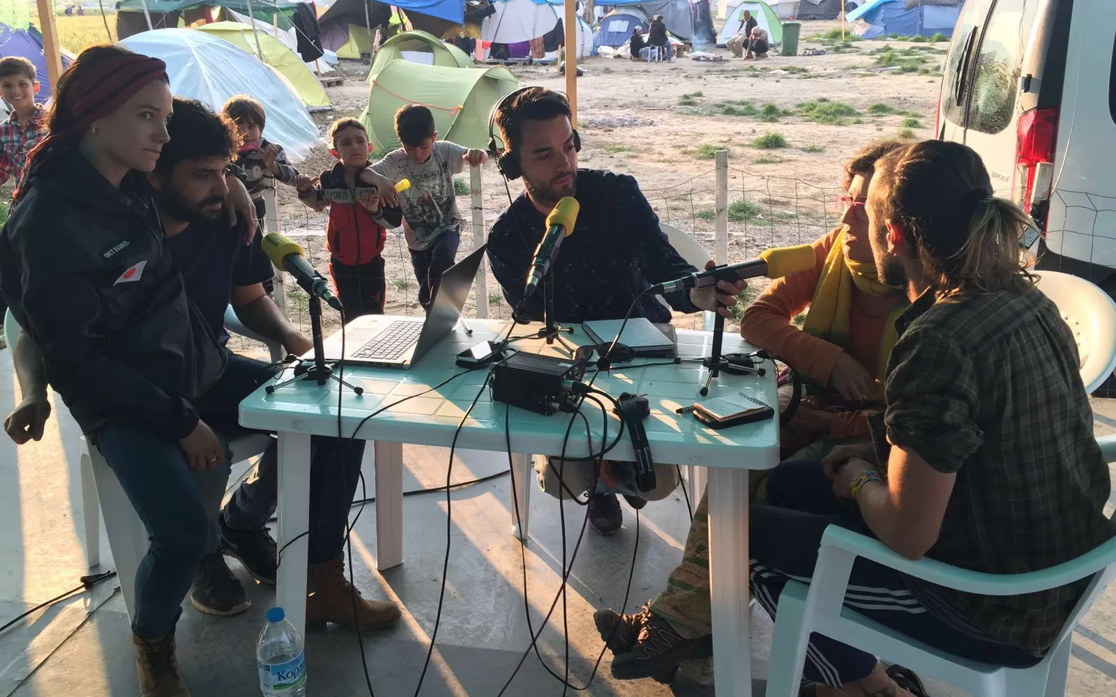 The initiative came from a group of people working in the field of communication who met at refugee camps along the border between Greece and Macedonia