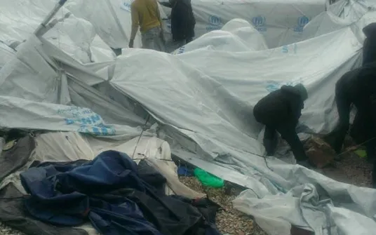 Cold snap has demolished refugee tents. Photo: Twitter