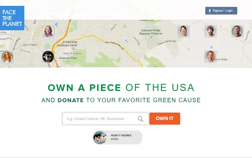 Face the Planet, a crowdfunding platform for environmental projects. Image: Face the Planet
