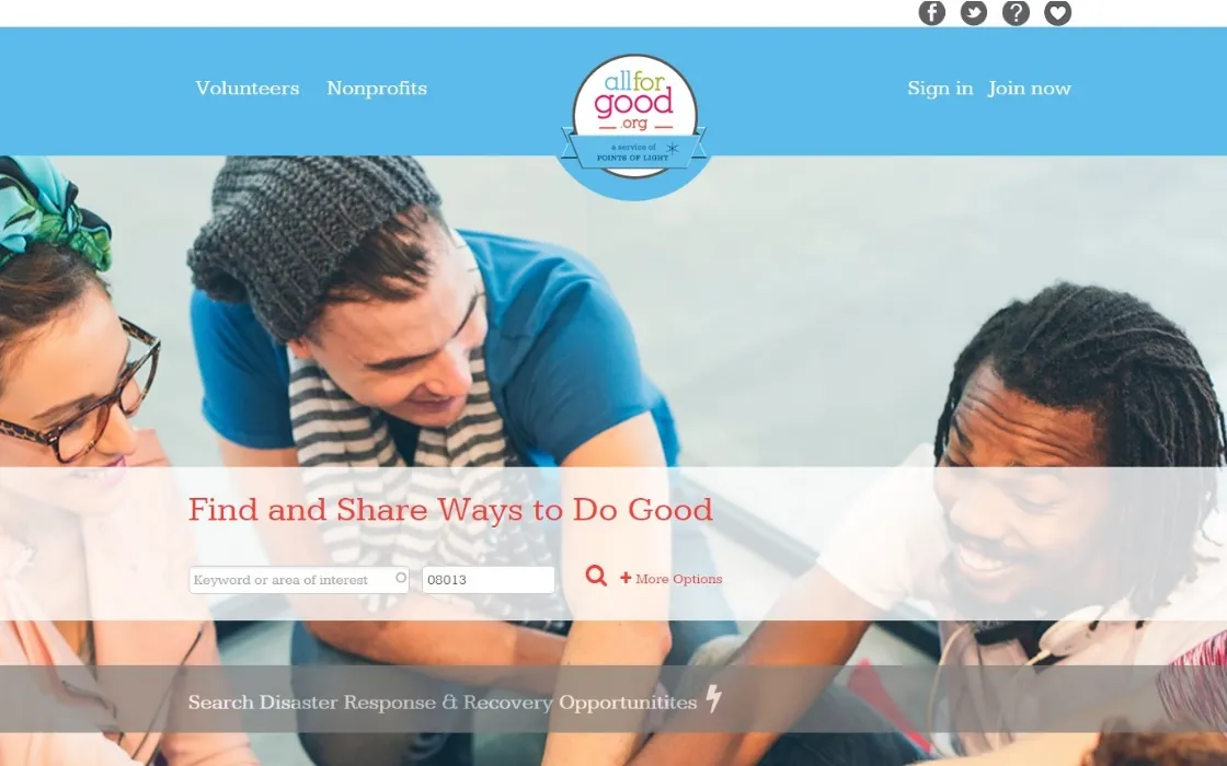 Homepage from Allforgood. Image: Allforgood
