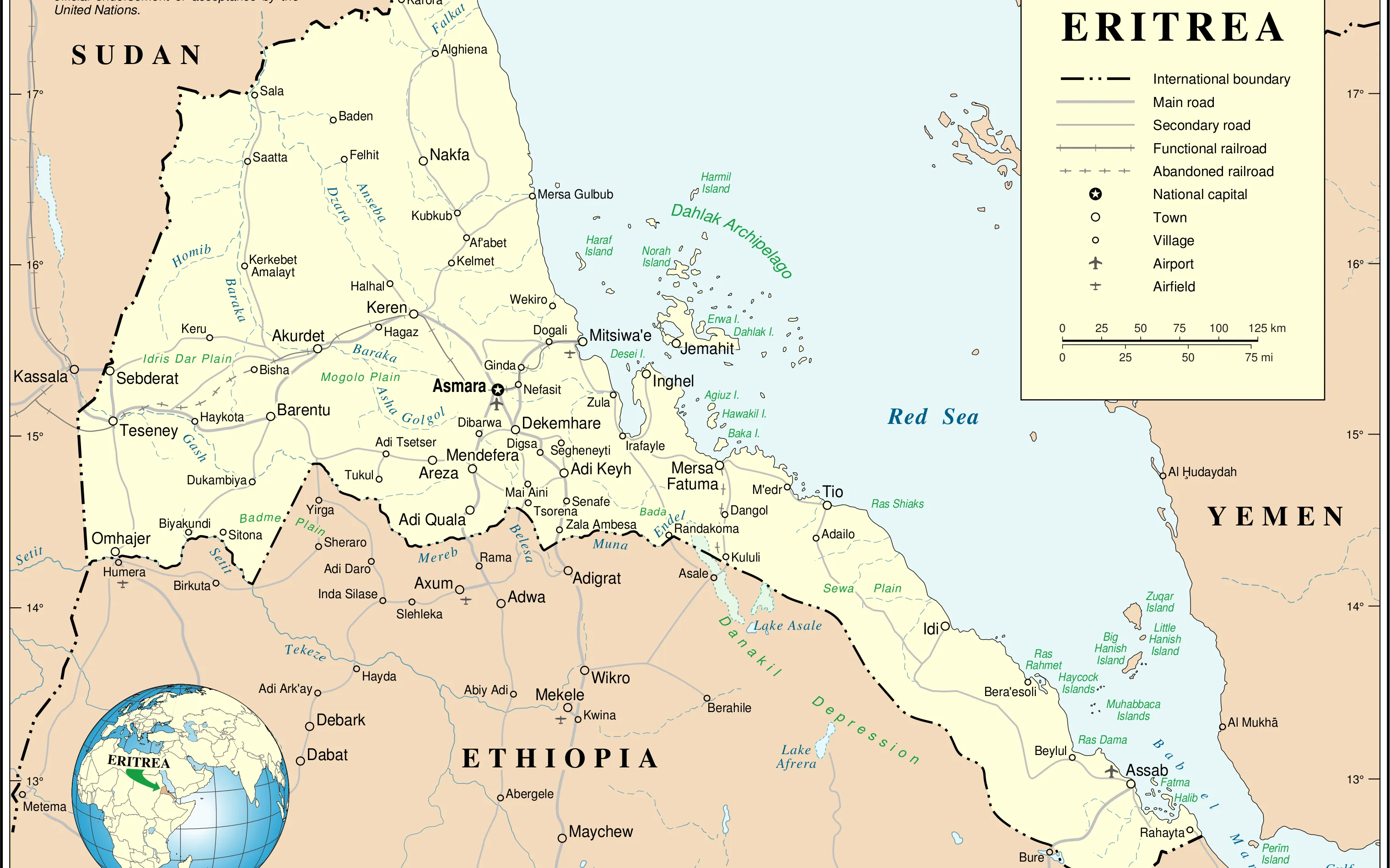 Eritrea, location on a map. Image: Wikipedia