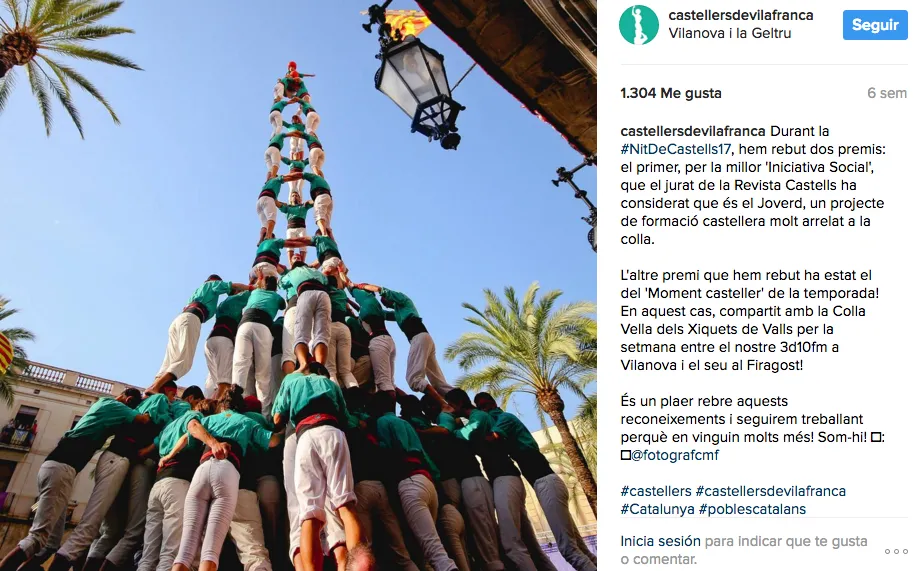An image from the Castellers de Vilafranca Instagram account