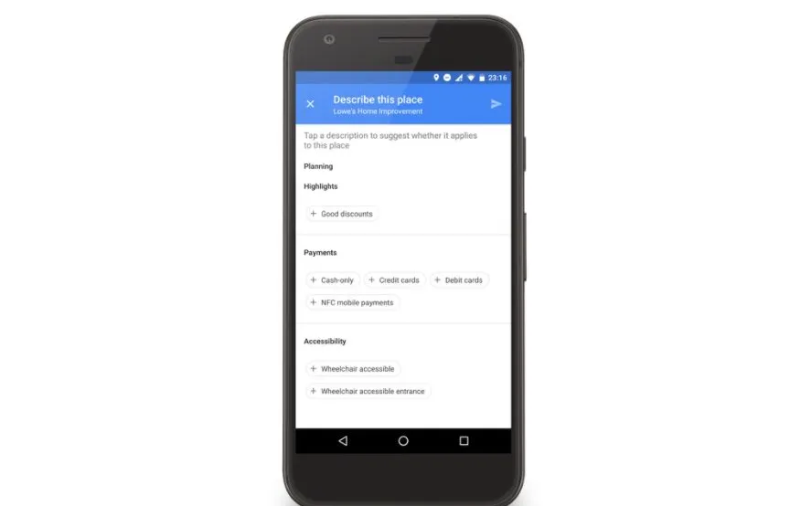 People who use Google Maps to find a physical space can see all information on accessibility