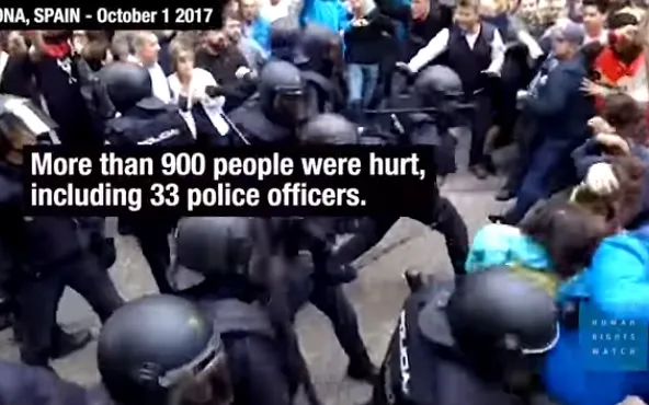 Force used by Spanish police against demonstrators. Photo: Youtube