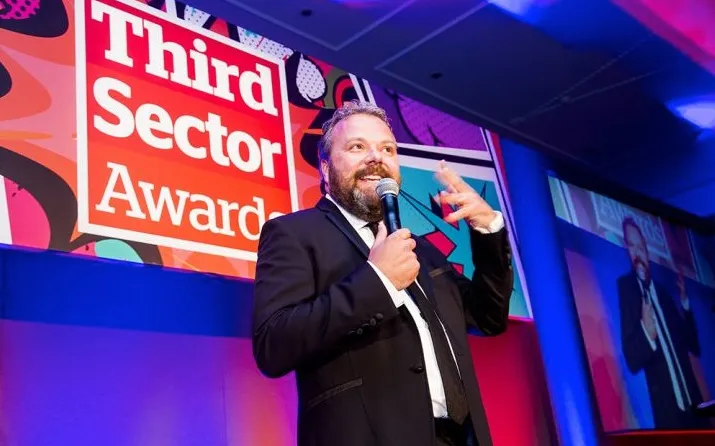 Hall Cruttenden, comedian and guest host in the Third Sector Awards 2017. Photo: TSA