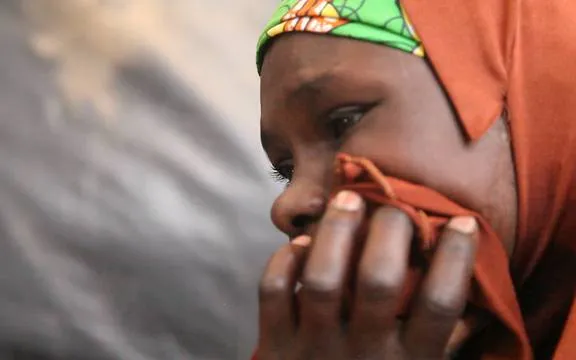 Widow refugee at Maiduguri camp after fleeing Boko Haram. Nigeria.