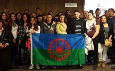 Spanish Romanis with the Romani flag
