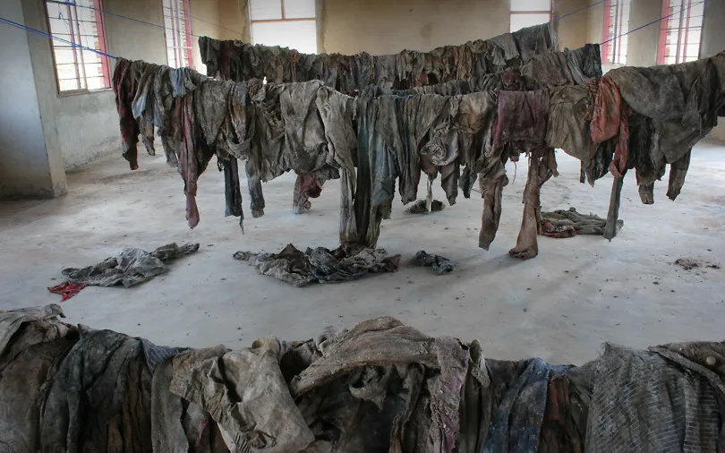 Clothes of genocide victims in Murambi