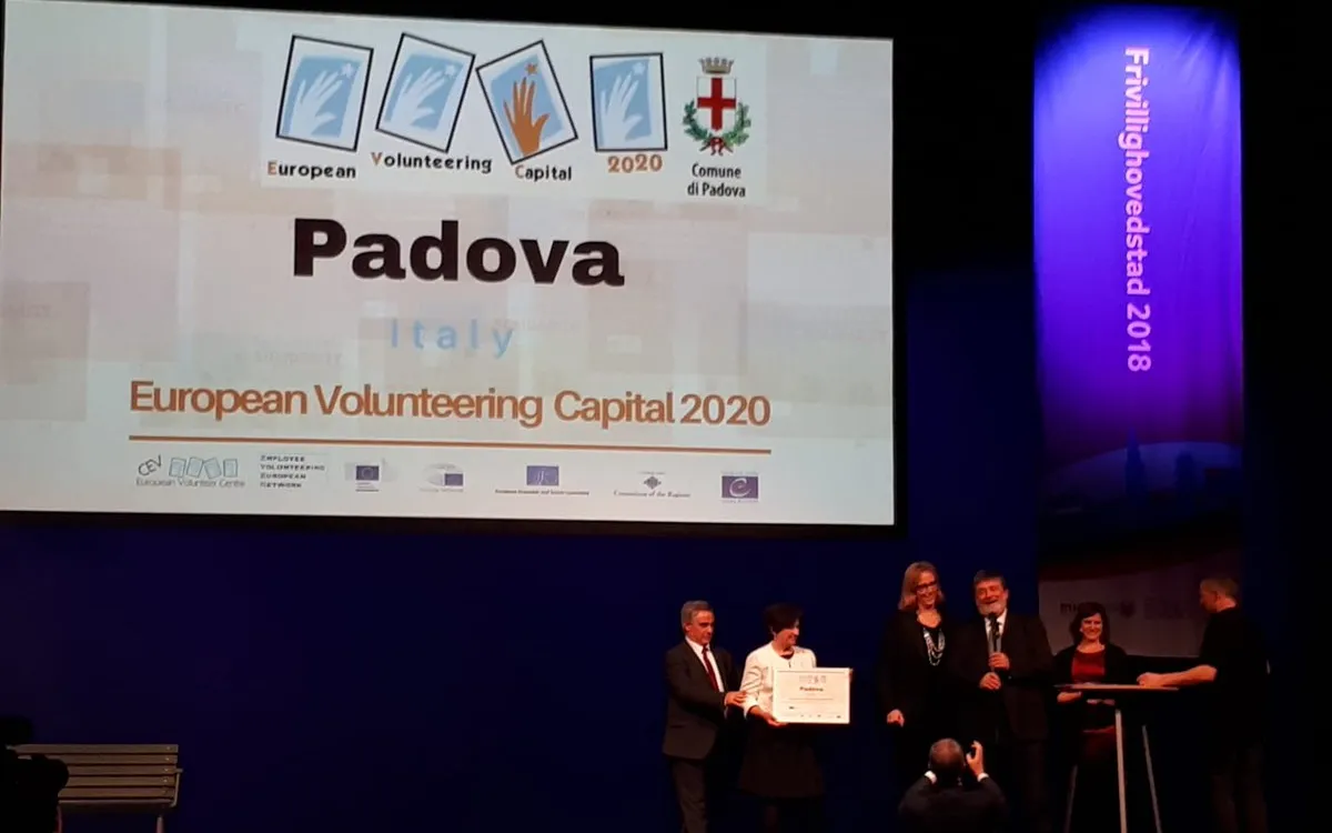 Padova was announced as the 2020 European Volunteering Capital.  Source: CEV