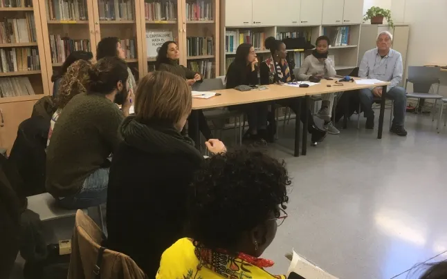 Melibea during one of the events held by the organisation Fora de quadre.