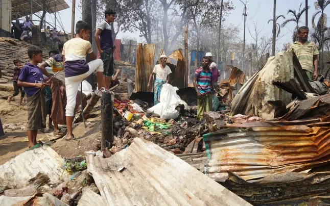 The fire has devastated the camps where nearly a million Rohingya take refuge.