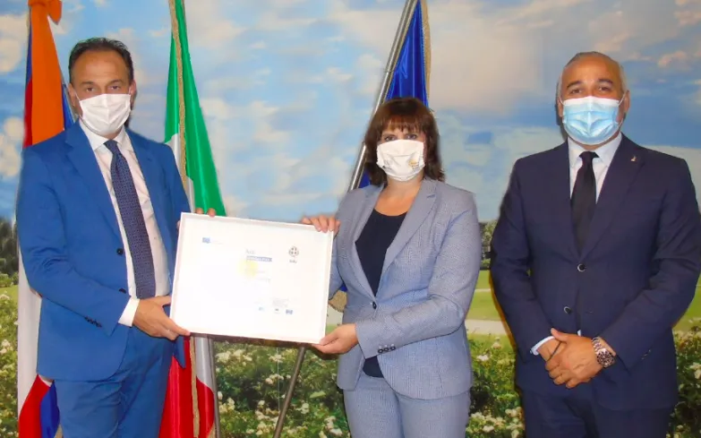 The Asti EVCapital 2023 Candidate certificate was received on behalf of Asti Municipality by the President, Alberto Cirio, and Vice President, Fabio Carosso, of the Piedmont Region at their Brussels office.
