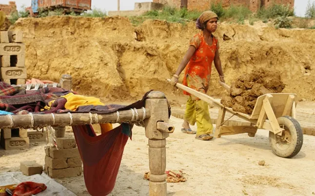 A woman doing forced labor.