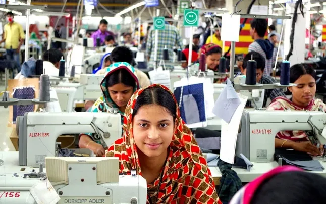 Textile workers in a factory in Bangladesh. 