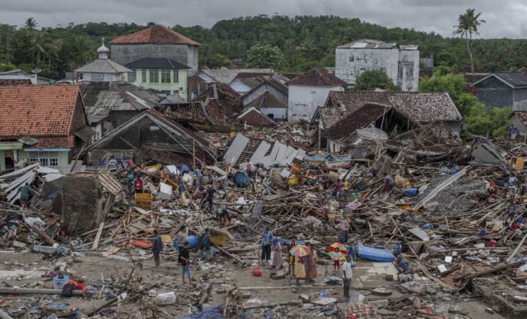 The tsunami has destroyed hundreds of houses causing the affected population to have moved.