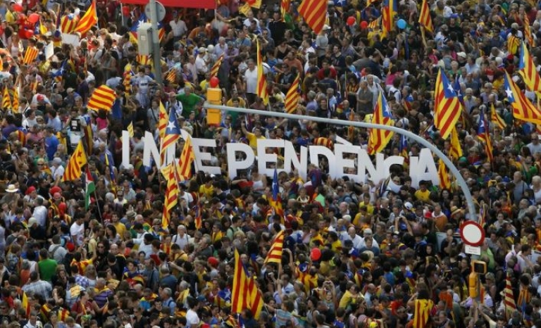 One of several demonstrations in favour of the Independence of Catalonia.