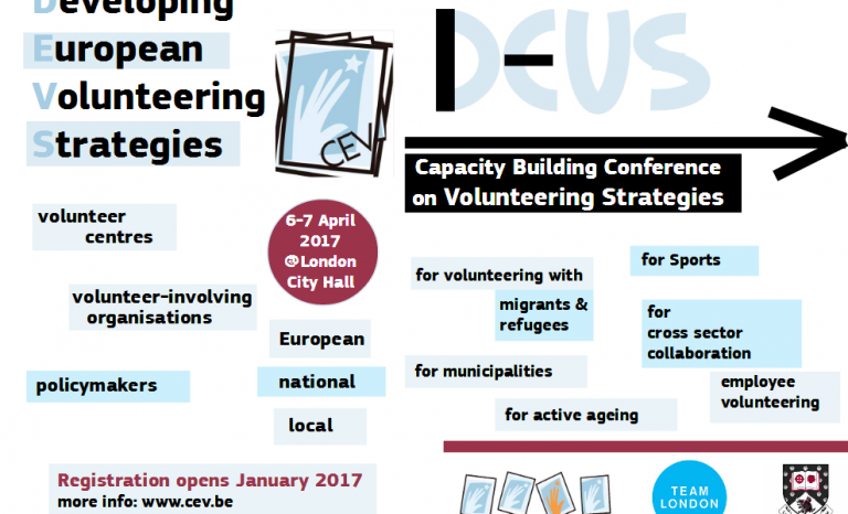 Developing European Volunteering Strategies. Conference flyer / Image: CEV