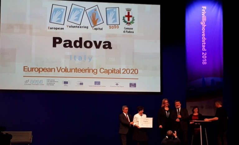 Padova was announced as the 2020 European Volunteering Capital.  Source: CEV