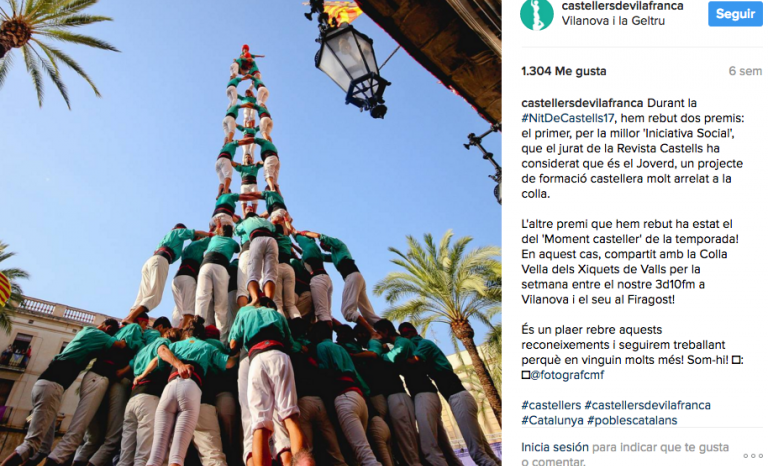 An image from the Castellers de Vilafranca Instagram account