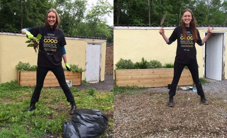 Before and after weeding at Goblin Combe Eco Lodge! / Photograph: Neighbourly