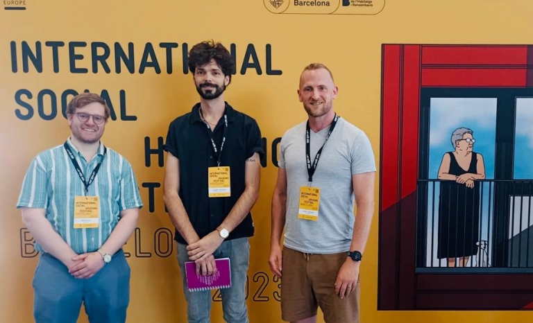  Andrew Daly, Jaume Puipinós and Steve Loveland at the 2023 International Social Housing Festival